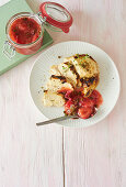 Chicken breast with strawberry rhubarb chutney