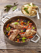 Rabbit stew with red wine and plum butter