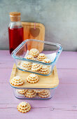 Stacked cookies in glass containers
