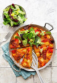 Paprika and bacon frittata with salad