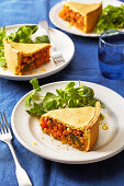 Vegetable pie with chickpeas, spinach and pumpkin