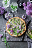 Chive and asparagus tart