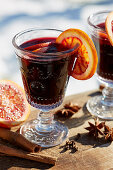 Mulled wine with blood orange