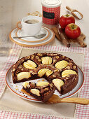 Brownie apple cake with hazelnuts