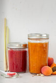 Raspberry lemongrass puree, and apricot cardamom jam