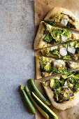 Zucchini pizza with broccoli and mozzarella