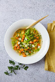 Colourful vegetable soup