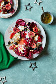 Salad with roasted figs, blood orange and radicchio for Christmas dinner