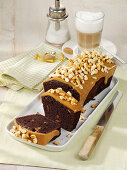 Chocolate caramel cake with nuts