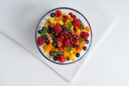 Summer fruit trifle with sponge cake