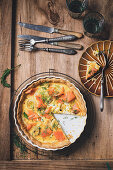 Leek and salmon tart with dill