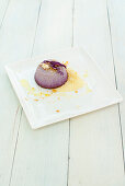 Red cabbage flan with potato cream