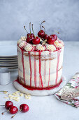 Cherry cream cake with white chocolate