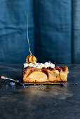 Apple pie with caramelized walnuts and lavender