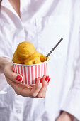 Peach and champagne sorbet