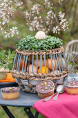 Table decoration at Easter in the garden