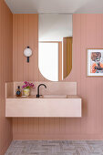 Guest bath in peach colors