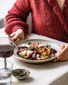 Beetroot salad with blood oranges and burrata