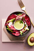 Radiccio salad with avocado dressing