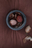 Easter eggs coloured with onion skins