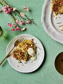 Cauliflower fritters with chilies and parmesan cheese