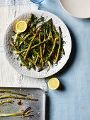Roasted asparagus and spring onions