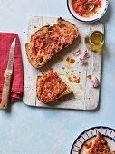 Bread with roasted tomato spread
