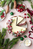 Cranberry cake with white chocolate topping
