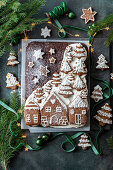 Chocolate cake with gingerbread decoration