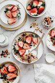 Yogurt with granola and strawberries