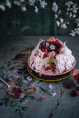 Pavlova from an air fryer with berries