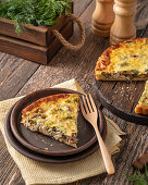 Chicken quiche with mushrooms and cheese