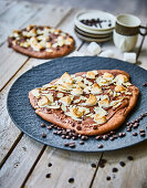 Sweet pizza with mini marshmallows