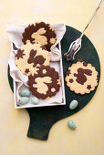 Black and white vegan shortbread cookies for Easter
