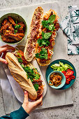 Baked chicken banh mi with honey and lemongrass