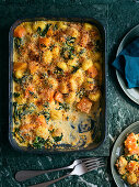 Creamy baked gnocchi with squash and spinach