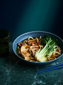 Mushroom noodle soup with bok choy