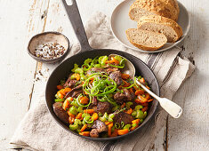 Sautéed chicken liver with carrot, celery, and apple