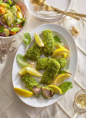 Carp fillets with lemon and herb crust