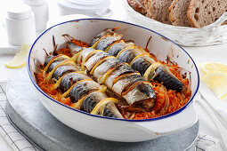 Baked mackerel with lemon