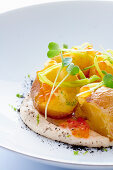 Jacket potatoes with lukewarm fish roe paste