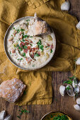 Clam Chowder (USA) with crusty bread