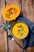 Roasted pumpkin and cauliflower soup with sage