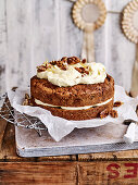 Carrot cake with carmelised pecans