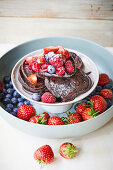 Chocolate pancake with fresh berries