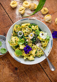 Wild garlic ravioli