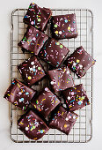 Fudgy brownies with sugar sprinkles