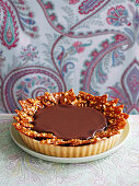 Chili Chocolate Tart with Peanut Chipotle Brittle
