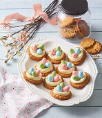 Easter oat cookies with butter cream and Easter eggs