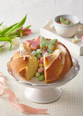 Easter bundt cake with fondant eggs
